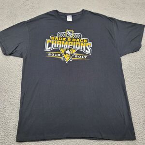 Penguins Shirt Mens XL Black YNZ Pittsburgh Hockey Back 2 Back Champions 2016-17